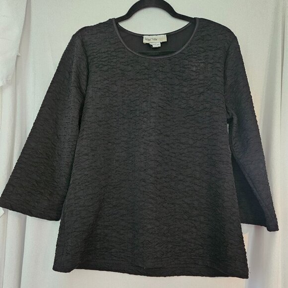 Women's Vintage Lana Lee Black 3/4 Sleeve Blouse Size Large - Picture 1 of 6